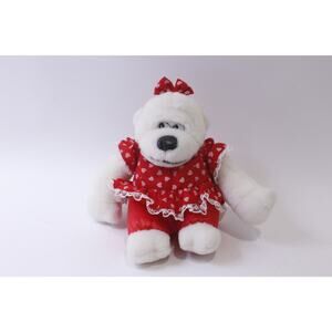 White Monkey in Red Dress, Plush, Stuffed Animal, Displayable, ~ 250113-WH 34